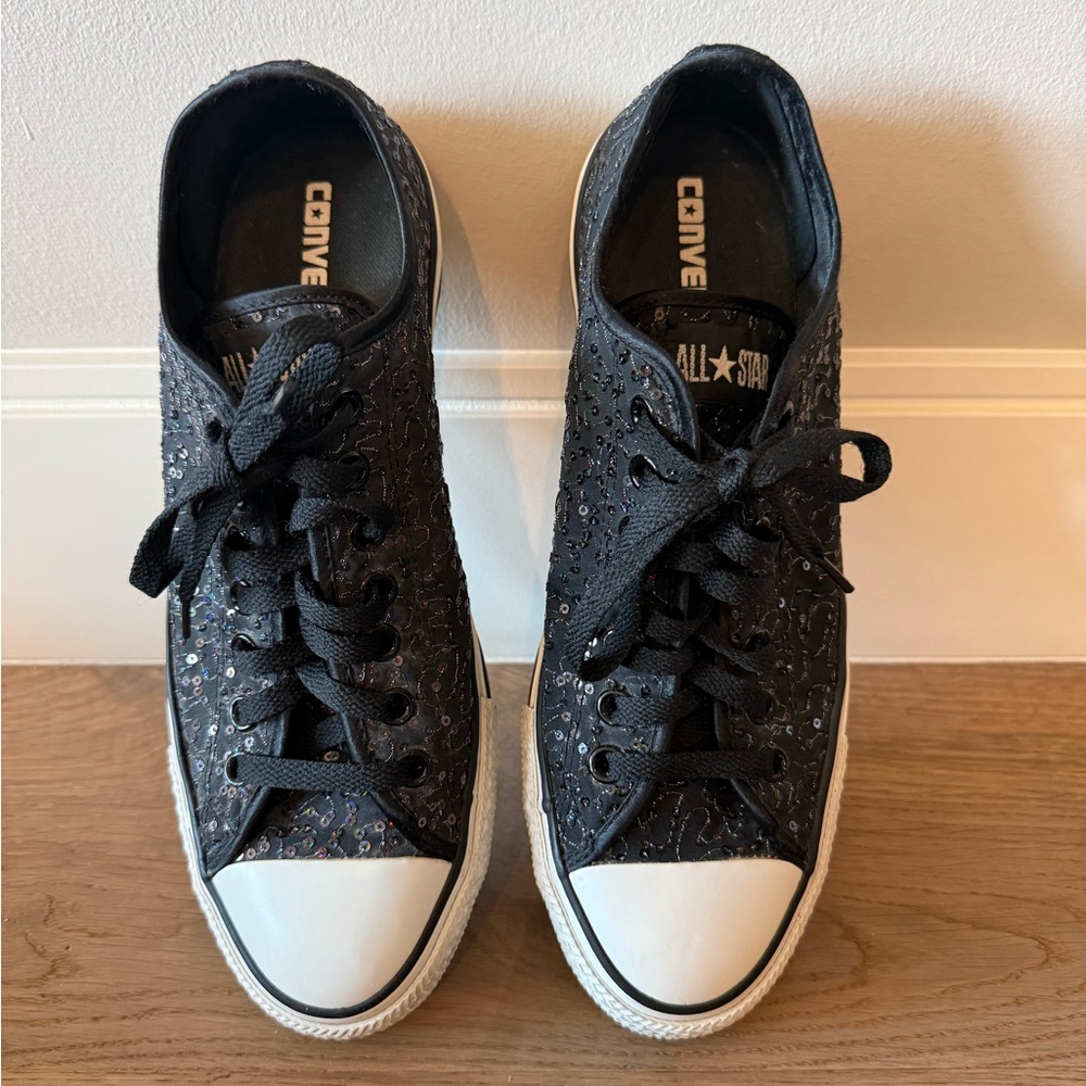 Converse Women's Black Sparkle Sneakers - Size 11 - Picture 2 of 9